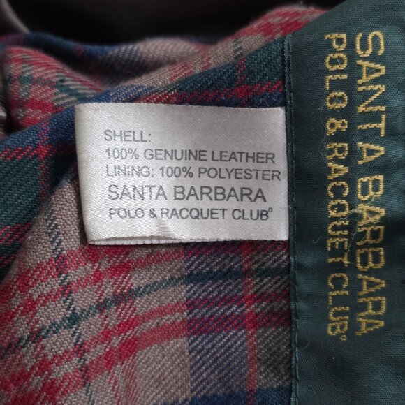 Santa Barbara Polo Racquet Club Leather Jacket Men 50 Brown LS Equestrian Vtg - Picture 9 of 16